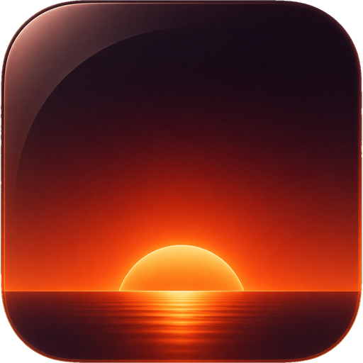 Abendrot app icon - a golden sun setting into a calm sea beneath a warm twilight sky.